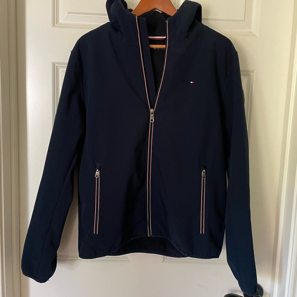 Men’s Tommy Hilfiger Jacket with Hood, Size Medium, Navy Blue